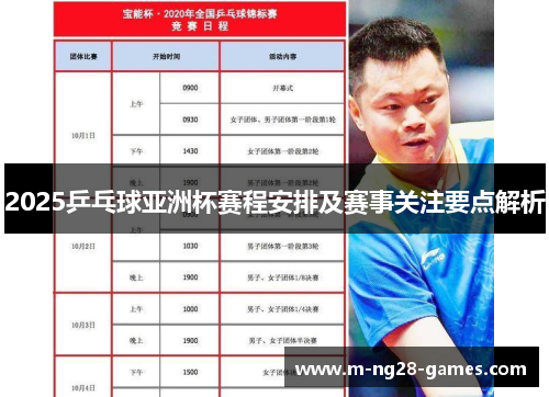 2025乒乓球亚洲杯赛程安排及赛事关注要点解析